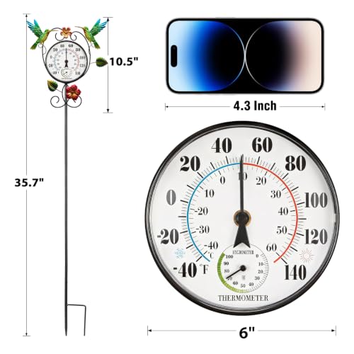 Hummingbird Outdoor Thermometer with 35.7" Stake Waterproof - style: Hummingbird