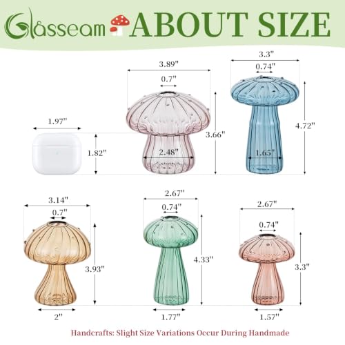 Glasseam Mushroom Plant Propagation Stations: 5 Pcs Glass Propagation Vases - color: Colorful, size: 5Pcs