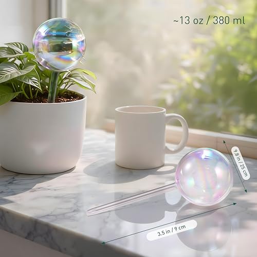 Soilagua Large Rainbow Plant Watering Globes, Extra-Thick Glass, 4 Pack - size: Large – 4 Pack