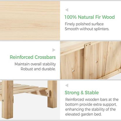 Yaheetech 34" Raised Garden Bed with Legs, Wooden Planter Box, 2Pcs - color: Natural Wood, size: 34" L x 18" W x 30" H(Set of 2)