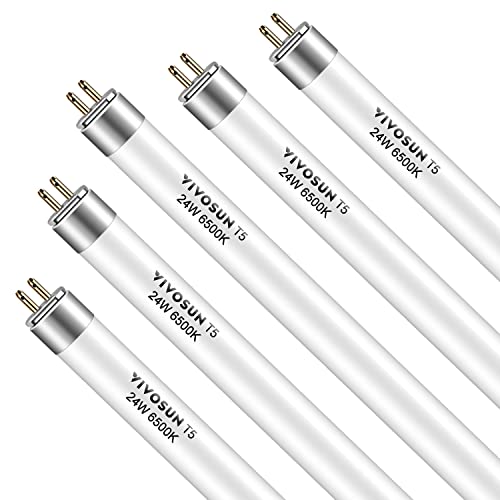VIVOSUN T5 Grow Light Bulbs 2Ft 22 Inches, 24W 6500K HO Light Bulbs, 5-Pack - size: 2 Feet