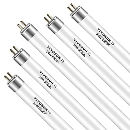 VIVOSUN T5 Grow Light Bulbs 2Ft 22 Inches, 24W 6500K HO Light Bulbs, 5-Pack - size: 2 Feet