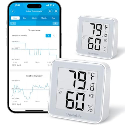 GoveeLife Indoor Bluetooth Thermometer Hygrometer 2Pack with E-Ink Display