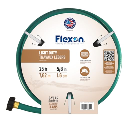 Flexon 5/8-Inch by 25-Foot Reinforced Garden Hose FR5825, 25ft, Green - size: 25ft, style: 5/8