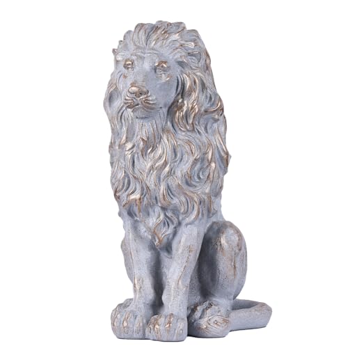 suruim Outdoor Lion Statue for Garden, Resin Guardian Sculpture with Distressed Finish, Lion Statues for Outside Patio Porch Yard Driveway Entrance Decorative Accent