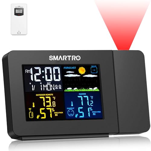 SMARTRO SC91 Projection Alarm Clock for Bedrooms with Weather Station