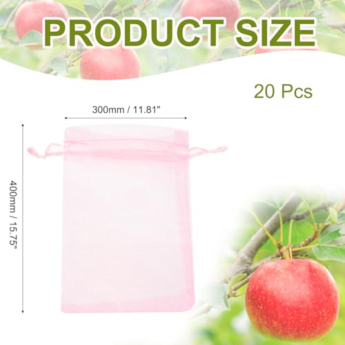 uxcell 20pcs Fruit Protection Bags 15.7x11.8 Garden Netting Cover Bag Pink - color: Pink