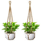 USLAI Macrame Plant Hanger, for Up to 15 Inch Pots, 35 Inch, Brown, 2 Pack - color: Brown, size: 35+35 Inch