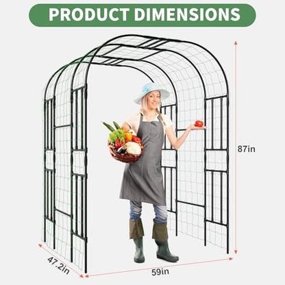 SUNYRISY 87" x 59" x 47.2" Garden Arch Trellis for Climbing Plants Outdoor - size: 87"H x 59"L x 47.2"W
