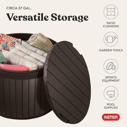 Keter Circa Outdoor Storage Deck Box, 37 Gallon, Brown - color: Brown
