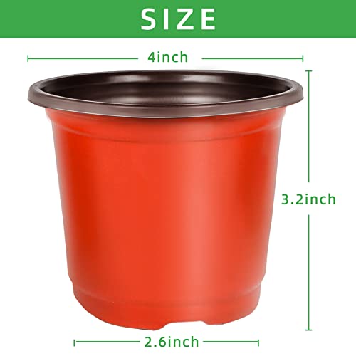TDHDIKE 4" Small Plastic Plant Nursery Pots 100Pcs with Labels - size: 4inch100