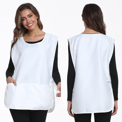 Xeoxarel Unisex Cobbler Apron with 3 Deep Pockets, Smock Vest Apron - color: 7 Pack - White