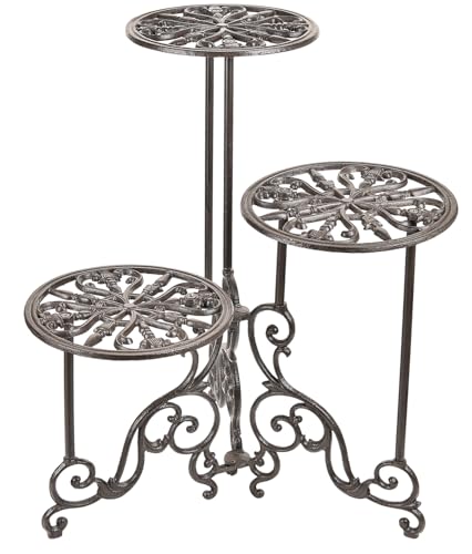 Sungmor Cast Iron Plant stand, 24 Inches Tall 3 Tier Foldable Design - color: 3-Tiers Stand & 24Inch Tall