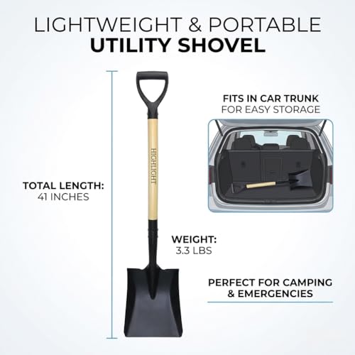Flat Square Shovel 41 Inch Heavy Duty D Handle Steel Digging Garden Shovel