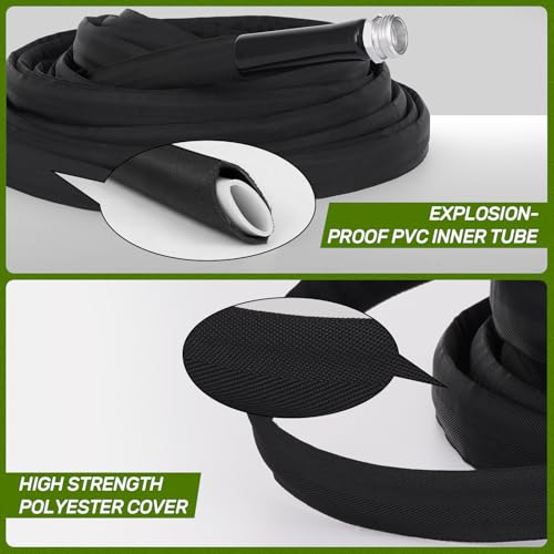 Garden Hose 50ft Non-Expandable Lightweight,Premium Flexible, Kink-Resistant Design, Extra Durable & Leakproof with Solid Fittings, Easy Coil Storage for Car, Lawn, Pet & Outdoor Using (50FT) - size: 50FT
