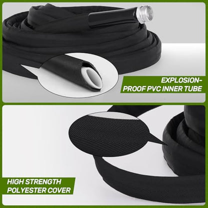 Garden Hose 50ft Non-Expandable Lightweight,Premium Flexible, Kink-Resistant Design, Extra Durable & Leakproof with Solid Fittings, Easy Coil Storage for Car, Lawn, Pet & Outdoor Using (50FT) - size: 50FT