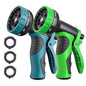 Besiter Garden Hose Nozzle with 10 Spray Patterns : 2 Pack High Pressure Water Sprayer for Car Washing, Pet Bathing & Lawn Care with Lock Feature & Comfort Grip – Fits All 3/4" Standard Hoses Thread - color: BlueGreen