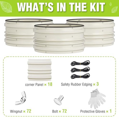 WORKPRO 3Pcs 2x2x1ft Galvanized Raised Garden Bed Set - color: White