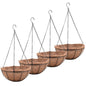 EIMQUVW Metal Hanging Planters Basket Set of 4 Hanging Flower Pots 10 Inch Chain Round Wire Plant Holder with Coco Coir Liner Garden Watering Hanging Baskets for Patio Garden Outdoor1