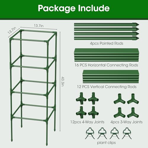 6 Pack Tomato Cages, 41.7" H Square Tomato Plant Stakes Support Cages Trellis for Garden Climbing Vegetables Flowers Fruits,Extra Bold - style: 6 Pack