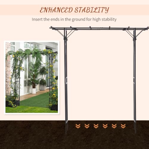 Outsunny 82'' Decorative Metal Garden Trellis Arch Durable Steel Tubing