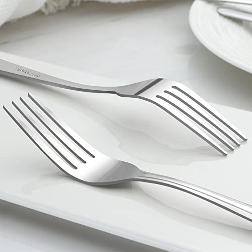BEWOS 36-Piece Dinner Fork Set, 8.2-Inch Stainless Steel Silverware, Mirror Polished, Dishwasher Safe, For Home, Kitchen or Restaurant - size: 36 Pcs 8.2'' Dinner Fork