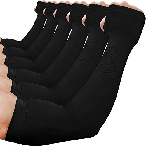 beister Arm Sleeves with Thumb Holes, UV Protection for Women & Men - color: 6 Pairs (Black)