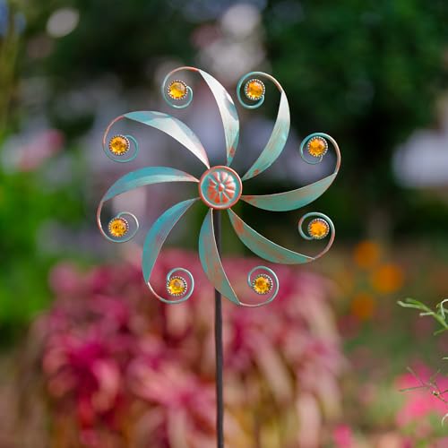 Stargarden Wind Spinner, Metal Outdoor Wind Sculptures & Spinners - color: Small-green-b