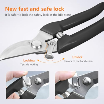 Garden Scissors for Plant, Tip Pruning Shears for Cutting Flowers, Trimming Plants, Bonsai and Fruits Picking (Black Bypass Blade Pruner) - style: 1 Pc-Black