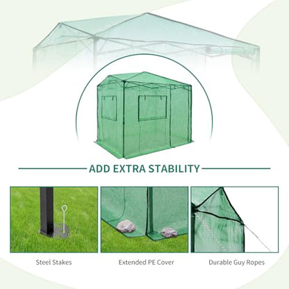 EAGLE PEAK 6x8 Easy Setup Pop Up Greenhouse, Side Door Design, Clear/Green - color: Clear/Green, size: 6x8