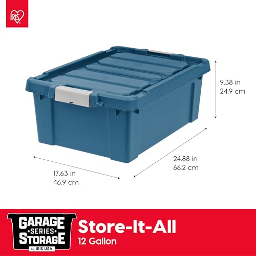 IRIS USA 4-Pack 12 Gal Heavy Duty Lockable Storage Totes with lids, Navy - color: Navy, size: 12 Gal - 4 Pack