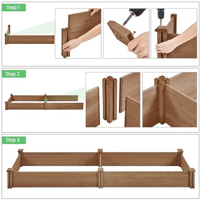 Yaheetech Raised Garden Bed Planter Box for Vegetables Growing, Dark Brown - color: Dark Brown, size: 8ft x 2ft