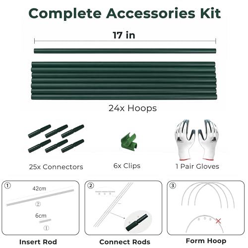 Gardzen Garden Hoops for Raised Beds - size: 5.7 ft x 6pcs