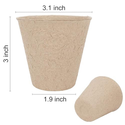 30 Pack Peat Pots, 3.1 Inch Seed Starting Pots, No Drainage Holes