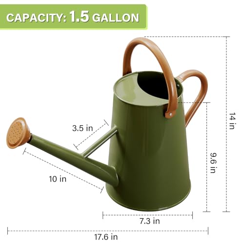 Watering Can for Outdoor&Indoor Plants，1.5 Gallon，Dark Green - color: Dark Green