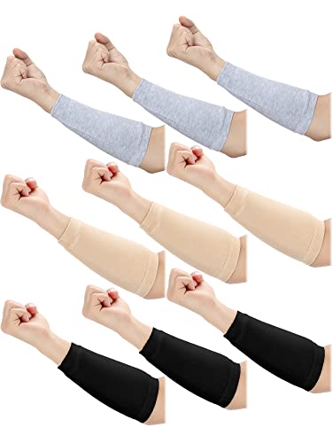 Janmercy 9 Pairs Arm Protectors for Thin Skin - color: Black, Gray, Beige