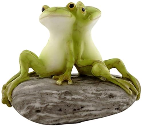 Top Collection Miniature Fairy Garden and Terrarium Statue, Frog Friends on Stone - color: Frog Friends on Stone