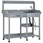 Outsunny Potting Bench Table with Removable Sink, Faucet, Gray