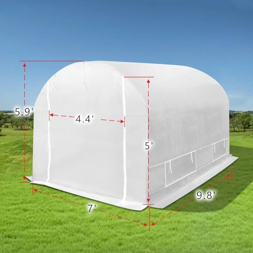 Greenhouse Replacement White Cover for Arch Frame 10 X 7 X 6' Only Top Tarp - size: 10' x 7' x 6'