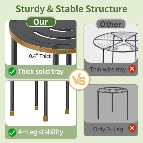 LASZOLA 5Pcs Metal Short Plant Stand Indoor Outdoor with Saucers, Small - color: Black with Saucers