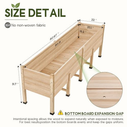 AMERLIFE 7x2 Ft Raised Garden Bed, 16 Inch Deep Wood Planter with Legs