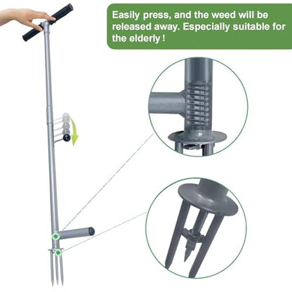 Stand Up Weed Puller Tool, 38 Inch Long Handle 3 Claw Weeder