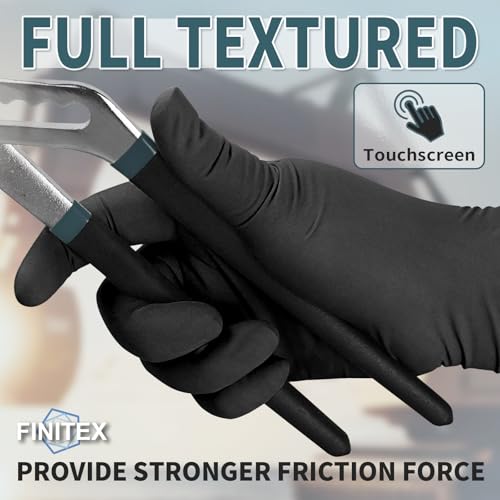 FINITEX - Black Nitrile Disposable Gloves, 5mil, Powder-free, Medical Exam Latex-Free 100 PCS For Cleaning Food Glove (XX-Large (Pack of 90)) - size: XX-Large