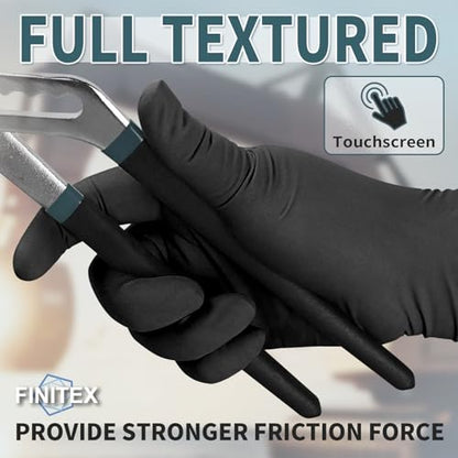 FINITEX - Black Nitrile Disposable Gloves, 5mil, Powder-free, Medical Exam Latex-Free 100 PCS For Cleaning Food Glove (XX-Large (Pack of 90)) - size: XX-Large