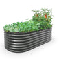 Anleolife 6x3x2ft Oval Deep Root Galvanized Raised Garden Bed, Quartz Grey - color: Oval Grey, size: 6×3×2ft Tall