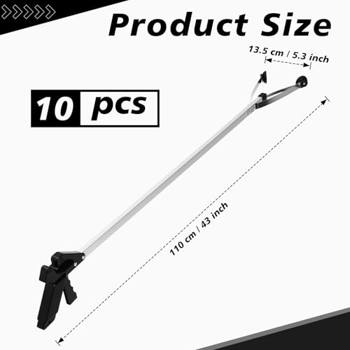 Sabary 10 Pack Suction Cup Trash Picker Grabber Tool,Black,43 Inch - color: Black, size: 43 Inch
