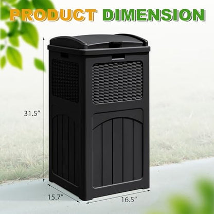 Greesum 33 Package Delivery Box for Outside, Waterproof Resin Garbage Bin with Lid for Hideaway, Deck, Patio, Black - color: Black, style: 1 Pack