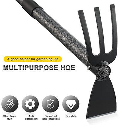 Hoe Garden Tool, 45 Inch Garden Hoe Long Handle for Weeding, Hoe Cultivator 2 in 1 Hand Garden Tools for Gardening Tools Planting