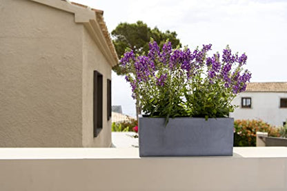 Modern Rectangle Balcony Window Cement Gray Planter Box Elegant Rectangular 8" H x 8" W x 20" L Flower Pot - color: Cement Grey, size: 8x8x20