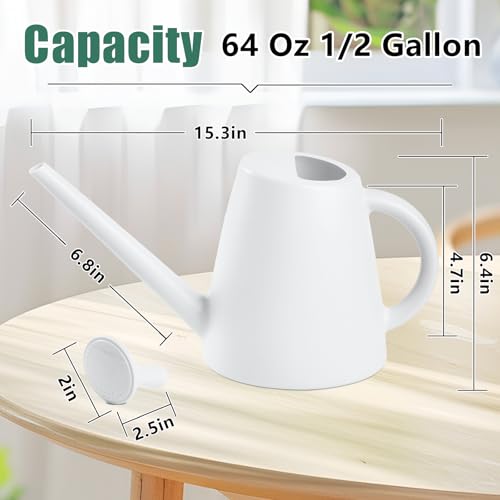 Indoor and Outdoor Watering Can - Long Spout -1/2 Gallon (64oz) - White - color: White